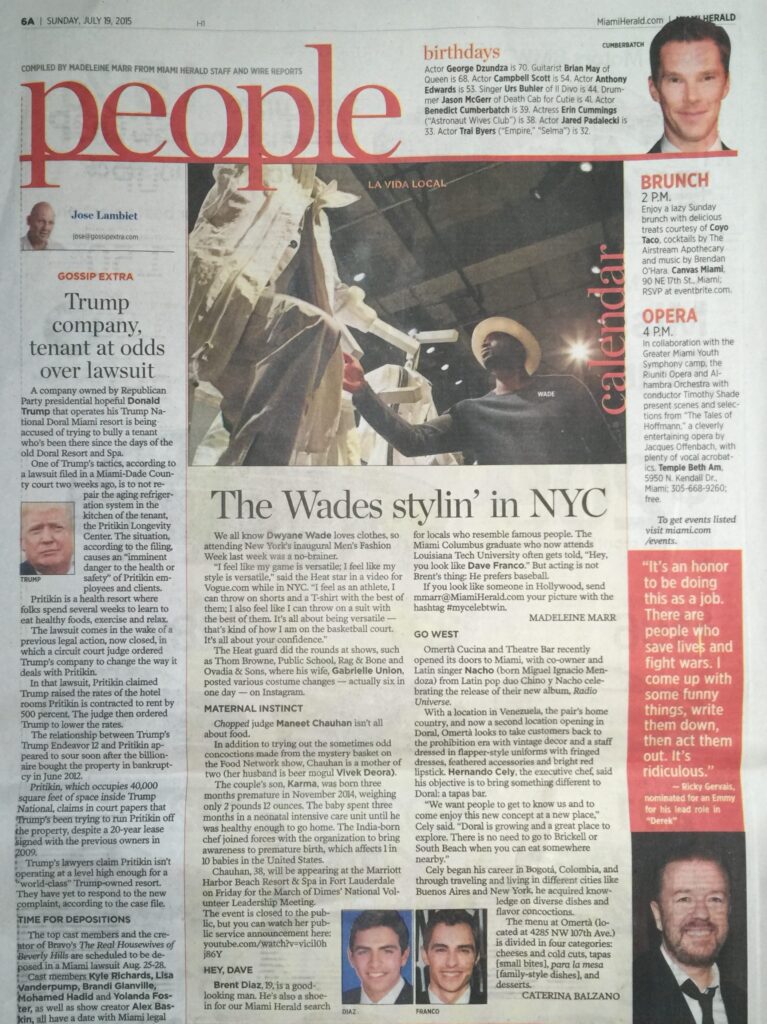A newspaper People page with the headline "The Wades stylin' in NYC"