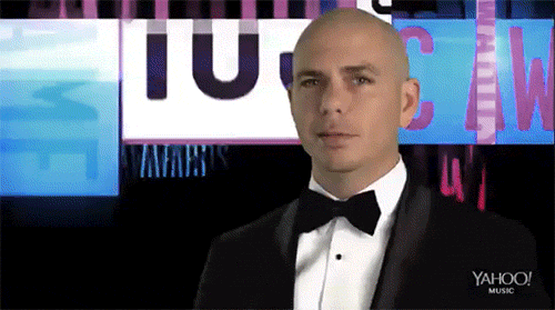 Pitbull in a tuxedo and bow tie at an awards show