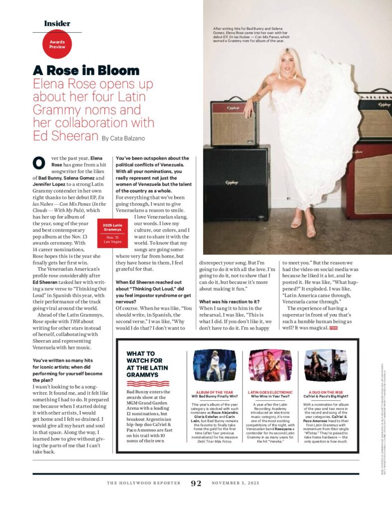 Elena Rose Feature — as it appeared in The Hollywood Reporter